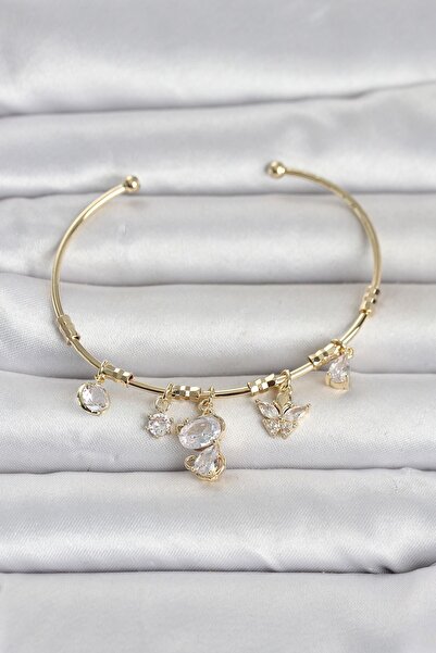 Inure Jewelry سوار نسائي من النحاس بلون ذهبي مع تفاصيل على شكل قطة