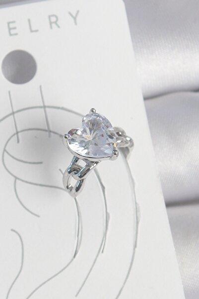Inure Jewelry أقراط نسائية من النحاس الفضي اللون بحجر الزركون على شكل قلب