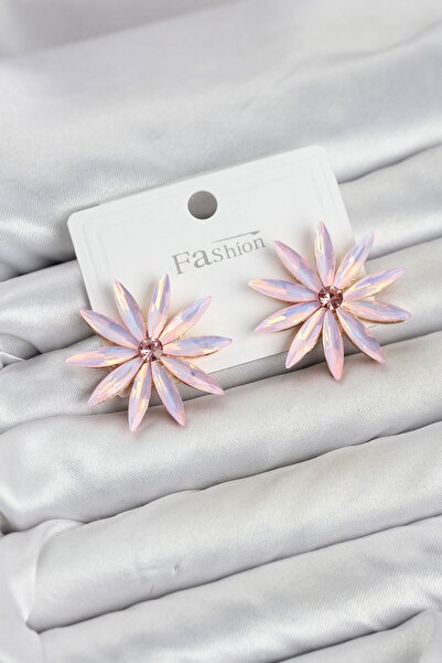 Inure Jewelry أقراط نسائية من حجر الكريستال الوردي موديل لوتس