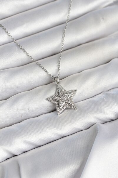 Inure Jewelry سلسلة فولاذية 316L فضية اللون مرصعة بحجر الزركون نموذج نجمة قلا...