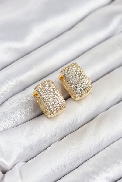 Inure Jewelry أقراط نسائية مربعة الشكل مرصعة بالزركون باللون الذهبي