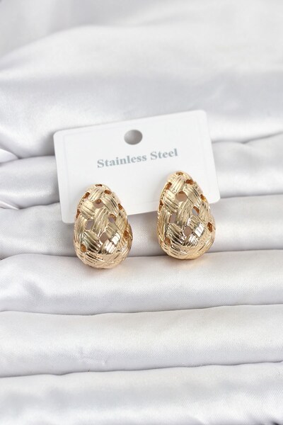 Inure Jewelry 316L Steel Gold Color Motif Drop Women's Earrings