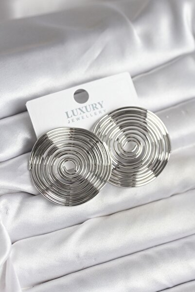 Inure Jewelry Brass Silver Color Circle Model Women's Earrings