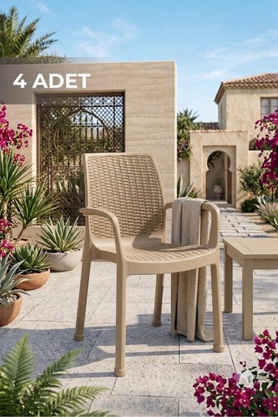 Estelia Netaks Efes Kapuçino (RATTAN) Sandalye 4 Adet Kaliteli Ürün (%100 ORJ...