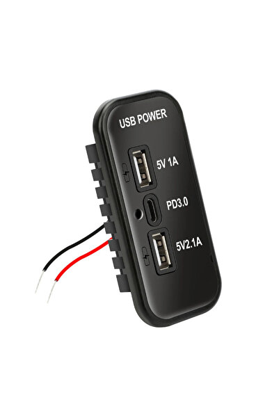 Kebidumei Black-3-Ports 12V USB Outlet, PD3.0 Type C Port, QC3.0 & 2.4A USB A...