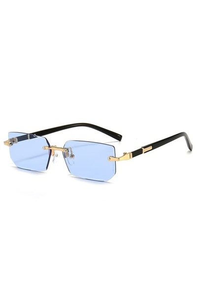 choice2 transparent blue Rimless Sunglasses Rectangle Fashion Popular Women M...
