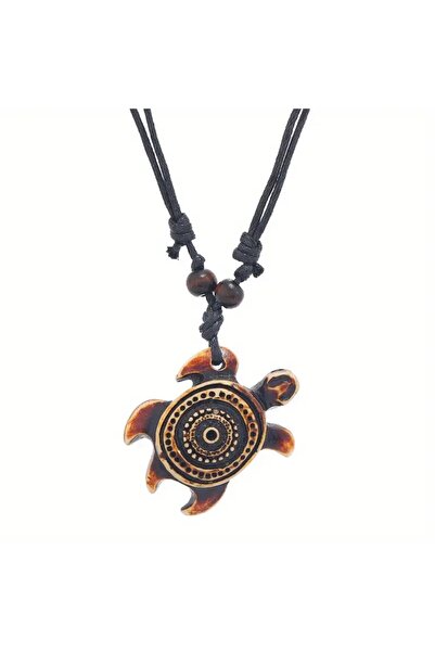 Choice Brown Women Men's Carved Hook Turtle Charm Adjustable Surfer Necklace ...
