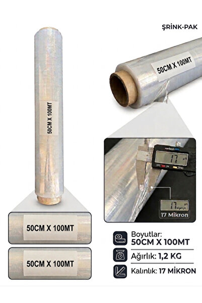 STREÇ FİLM ŞEFFAF PALETLEME VE EŞYA MOBİLYA KORUMA STRECİ 17mic 50X100MT 1200GR