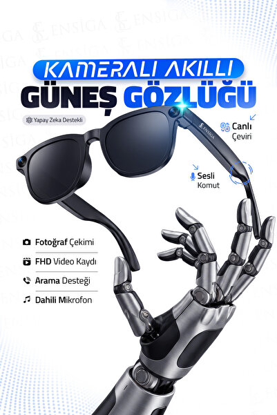 EN SİGA Kameralı Akıllı Yapay Zekalı Güneş Gözlüğü 8 MP 1080P Video Bluetooth...