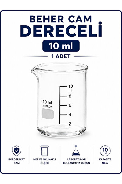 Labolist Beher Cam Dereceli 10 ml 1 Adet