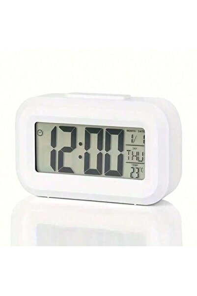 Choice White 1pc Smart Digital Alarm Clock Black White LCD Display with Tempe...