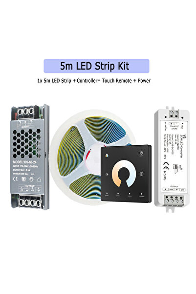 Choice 1x5m Full Kit 5M 10M 20M COB CCT LED Strip 24V Flexible High Density D...