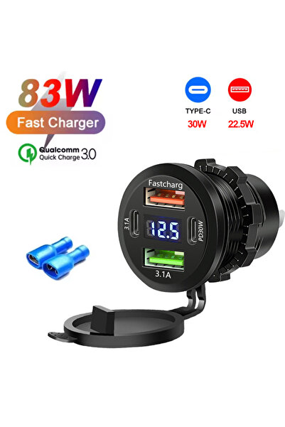 Choice7 شاحن سيارة USB جديد بقوة 83 واط و4 منافذ مع شحن PD مزدوج وشحن QC 3.0 ...