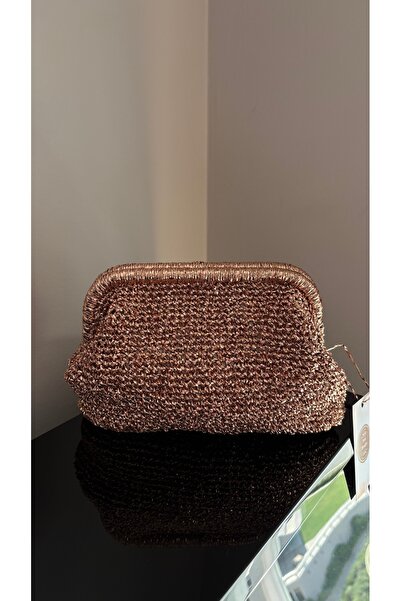 PeriStore Rose Altın Mini Portföy El Örmesi Çanta 20x20cm