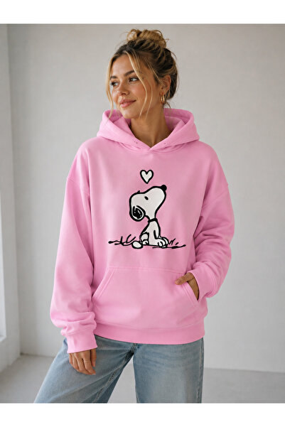 Boi سويت شيرت نسائي سميك مطبوع عليه Lovely Snoopy مكون من 3 خيوط - هودي سميك ...