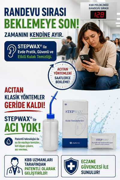 STEPHARMA Stepwax Kulak Kiri Temizleme Seti - Güvenli, Patentli Çözüm (Kulak Çubuğu/Damlası/Mumu/Kamerası Alternatifi)