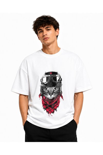 Inscriptie Ουνισέξ Βαμβακερό T-shirt Υψηλής Ποιότητας  "Γάτα Περιπετειώδης "