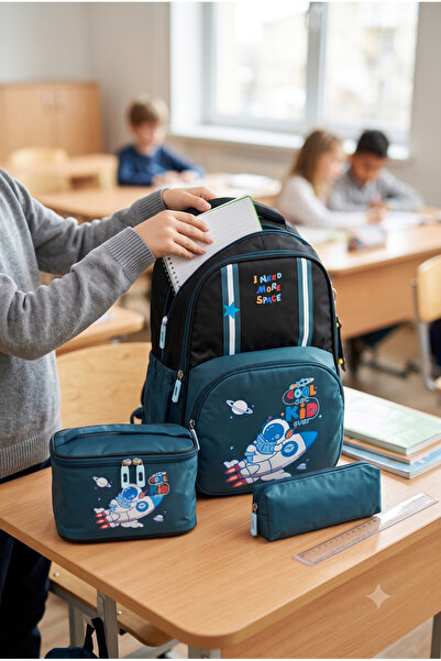 Relaxion Set of 3 Children's Primary School Bags with Pen Holder and Lunch Ba...