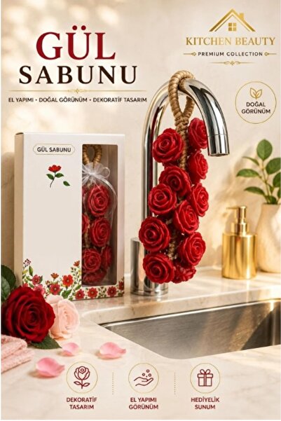 Kitchen Beauty Kırmızı Gül Şekilli Dekoratif Sabun | Doğal İçerikli Kokulu As...
