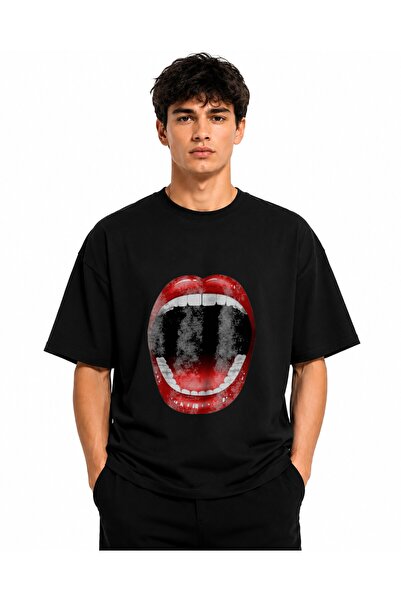 Inscriptie Unisex Premium Cotton Casual T-Shirt "Big Mouth"