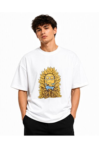 Inscriptie Tricou Unisex Bumbac Premium Casual " Minion and many bananas "