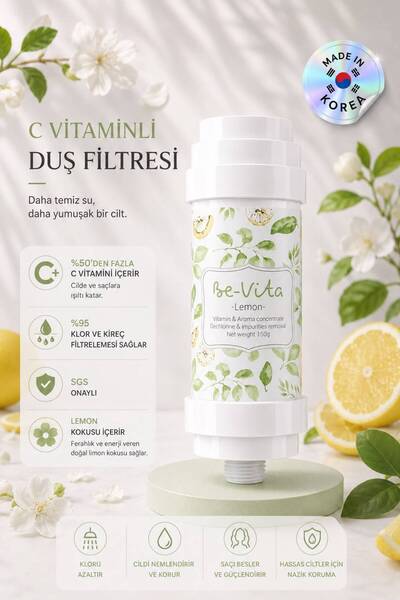 Be-Vita Lemon C Vitaminli Aromatik Duş Filtresi - Saç Dökülme Karşıtı, Cilt B...