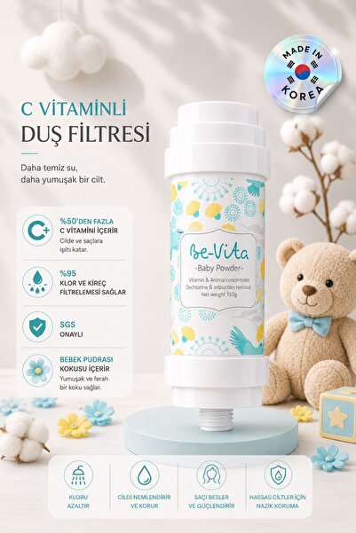 Be-Vita Baby Powder C Vitaminli Aromatik Duş Filtresi - Saç Dökülme Karşıtı, ...