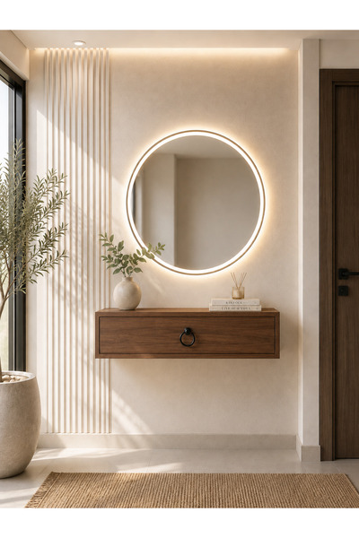 Egecan Mobilya Ceviz 100cm Kapaklı Dresuar Salon Antre Hol Oturma Odası Askıd...