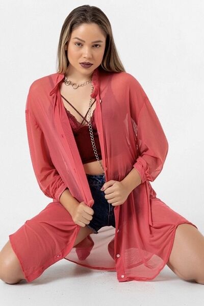 bb butik basic Oversize Tül Şifon Salaş Gömlek