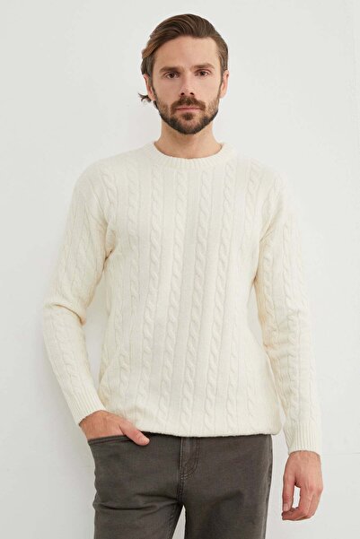 Fulla Moda Pullover mit Rundhalsausschnitt und Zopfmuster