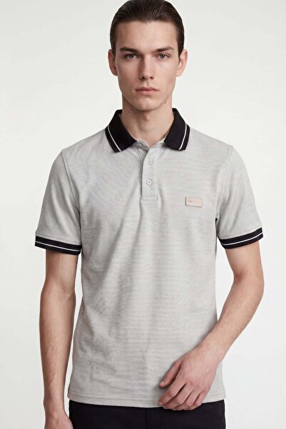 HAKKE Stripe Detailed Polo Collar Men's T-Shirt