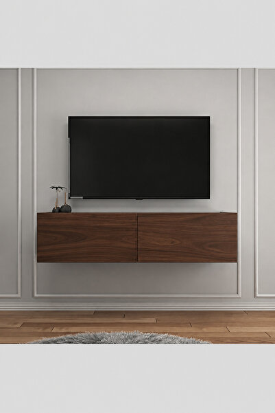 Egecan Mobilya Ceviz 120 Cm Tv Ünitesi Tv Sehpası Duvar Rafı Kitaplık