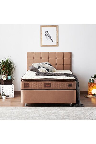 Niron Yatak W. Cotton 120x200 Cm Tek Kişilik Pedli Yatak Baza Başlık Takımı -...