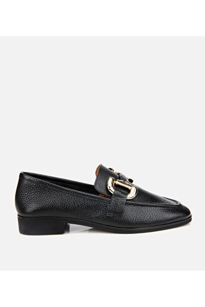Hotiç Kadın Deri Siyah Tokalı Klasik Loafer
