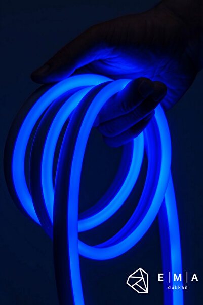 Ema Dükkan 3 Metre 12V Neon Led Şerit Işık Mavi Neon Led Prize Tak Çalıştır A...