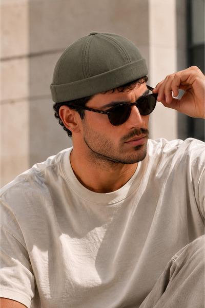 Zeramine 2024 Khaki Docker Hat 100% Cotton Adjustable Velcro