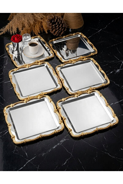 SEVA ÇELİK 6 Pieces Steel Square Silver Color Gold Plastic Framed Promise, En...