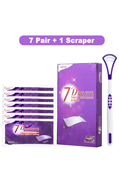 Choice6 7 Pair 1 Scraper Purple Teeth Whitening Strip No Sensitive Teeth Blea...