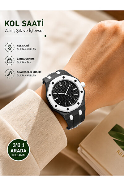 Ryan Analog Kol Saati Silikon Kordonlu Unisex Spor Saat Bag Charm Aksesuar