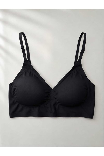 m mlinda Izbırakmaz Black Seamless Invisible Bra with Removable Pads His Series Belvü 1201