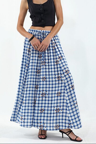 Hiccup Bdart High Waist Plaid Maxi Skirt