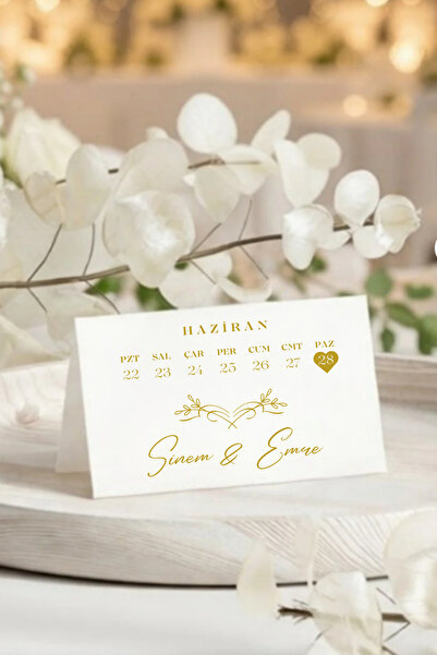 loyderlena 20 Adet Söz Nişan Düğün Kına Masa Kartı Çit Taraflı Baskılı