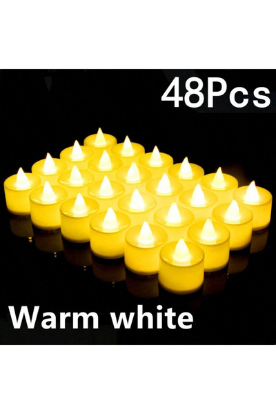 Choice7 شموع شاي LED بيضاء دافئة، 48 قطعة، شموع بدون لهب، شموع كهربائية تعمل ...