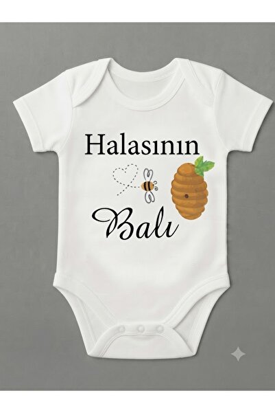 EYDUBABY بدلة أطفال قصيرة الأكمام مطبوعة بطبعة Honey of Halasına بأزرار كبس