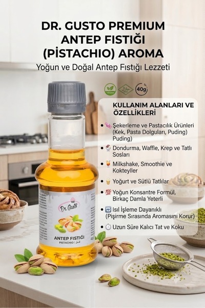 Dr. Gusto Antep Fıstık Aroması 40 g – Pasta, Kek, Tatlı ve Dondurmalar İçin Y...