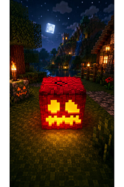Vaiflagy Store Minepixel Minecraft Temalı Bal Kabağı (Pumpkin) Pilli Mum Işık...