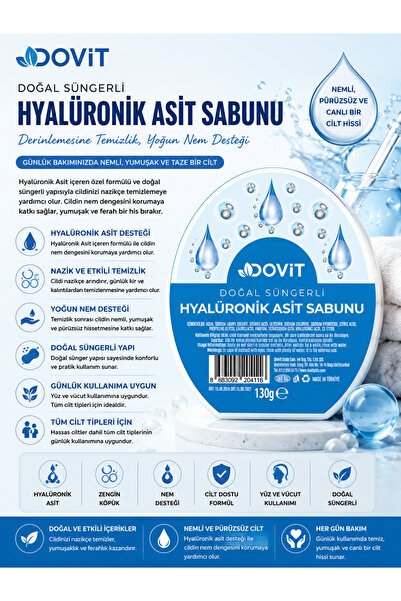 Dovit Premium Hyaluronic Acid Soap for Intense Moisture, Silky Softness, and ...