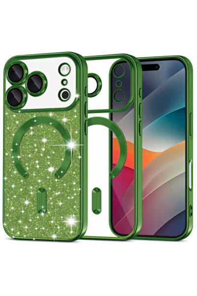 Apple Husa MagSafe pentru iPhone 17 Pro, Techsuit, Luxury Glitter, Verde Inchis