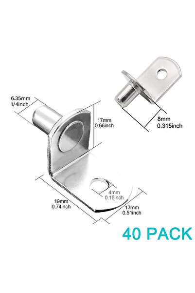 Choice 0.25 بوصة 40 قطعة دبابيس دعم الرفوف بقطر 1/4 بوصة: مشابك على شكل حرف L...
