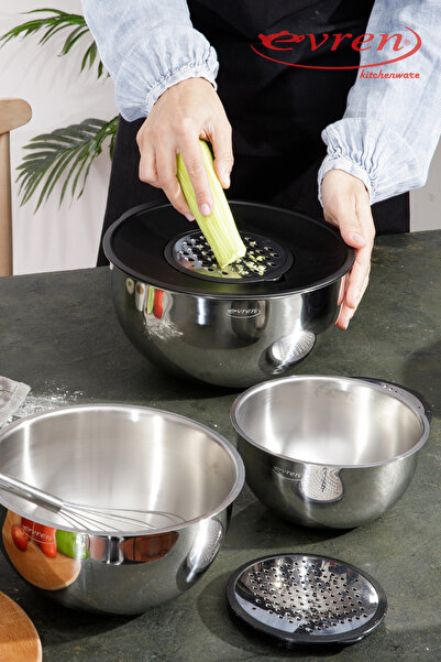 Evren Venus 9 Pieces - Stainless Steel Set with Double Grater (SILVER)